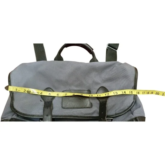 Vintage LL Bean Blue Leather Canvas Fishing Messenger Buckle Bag Leather Tag - Picture 15 of 16